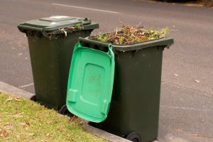 twee groene containers op straat